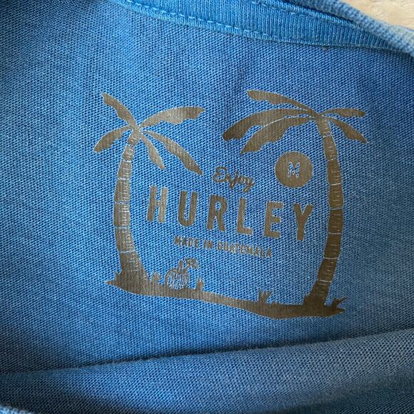 Hurley Nochella Wash Biker Tank Top Women M Teal Blue Tropical Crop Raw Hem NWT - Picture 6 of 10